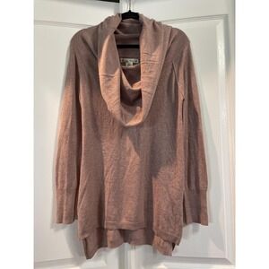 Kaisely Sweater Womens Medium Pink Cowl Neck Tunic Long Sleeve High Low Hem